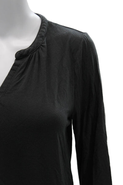 Barefoot Dreams Womens Jersey V Neck Long Sleeve Black Blouse Modal Size XS