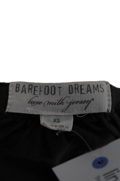 Barefoot Dreams Womens Jersey V Neck Long Sleeve Black Blouse Modal Size XS