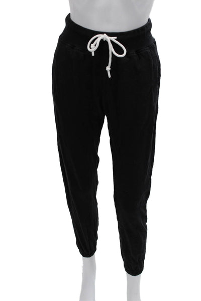 Leallo Unisex Jogger Sweatpants Black 100% Cotton Drawstring Size XS