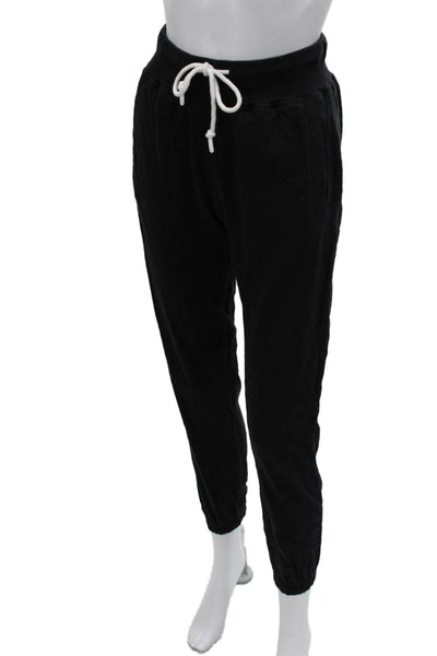Leallo Unisex Jogger Sweatpants Black 100% Cotton Drawstring Size XS