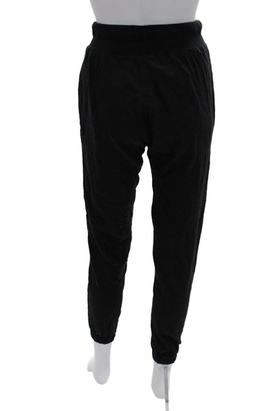 Leallo Unisex Jogger Sweatpants Black 100% Cotton Drawstring Size XS