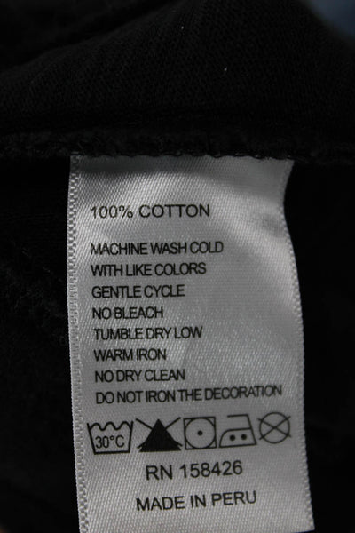 Leallo Unisex Jogger Sweatpants Black 100% Cotton Drawstring Size XS