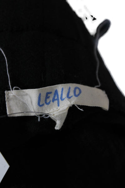 Leallo Unisex Jogger Sweatpants Black 100% Cotton Drawstring Size XS