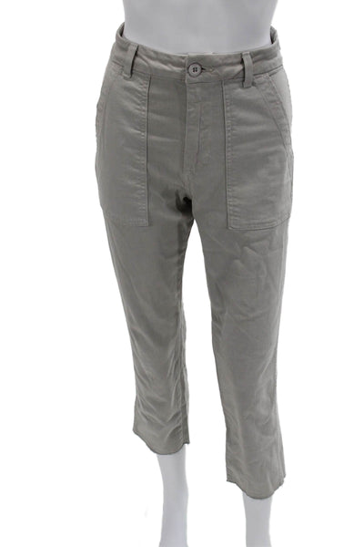 Amo Womens Gray Cropped Ankle High Rise Pants Button Fly Size 25