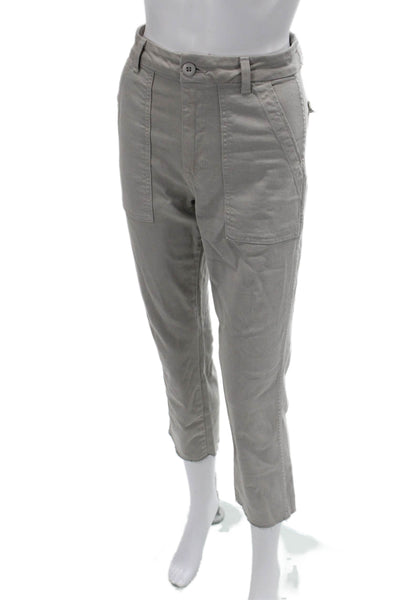 Amo Womens Gray Cropped Ankle High Rise Pants Button Fly Size 25