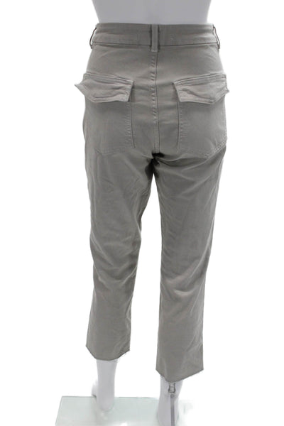 Amo Womens Gray Cropped Ankle High Rise Pants Button Fly Size 25