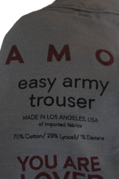 Amo Womens Gray Cropped Ankle High Rise Pants Button Fly Size 25