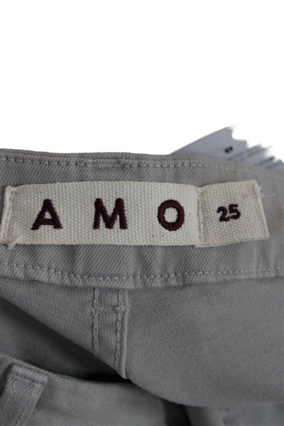Amo Womens Gray Cropped Ankle High Rise Pants Button Fly Size 25