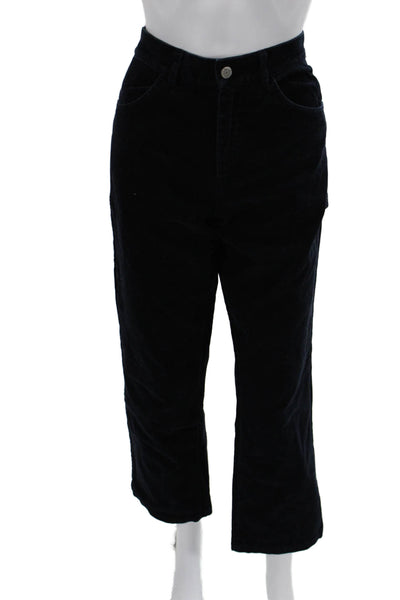 John Galt Women Cropped Carpenter Pants Black Cotton Button Inseam 29 Size M