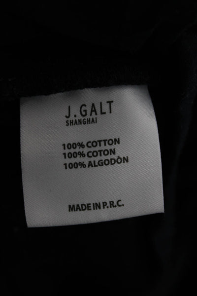 John Galt Women Cropped Carpenter Pants Black Cotton Button Inseam 29 Size M