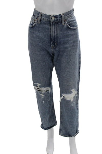 Agolde Womens Boyfriend Cropped Jeans Blue High Rise Size 26