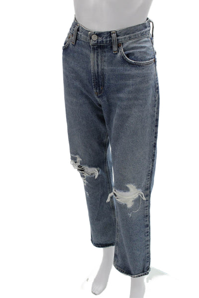Agolde Womens Boyfriend Cropped Jeans Blue High Rise Size 26