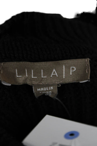 Lilla P Unisex Black Crew Neck Pullover Sweater Long Sleeve Size XS