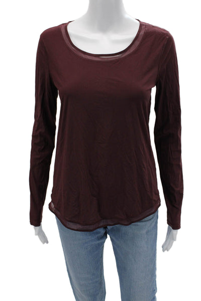 Lululemon Women Basic Long Sleeve Round Neck Brown Nylon Blend Top Size 6