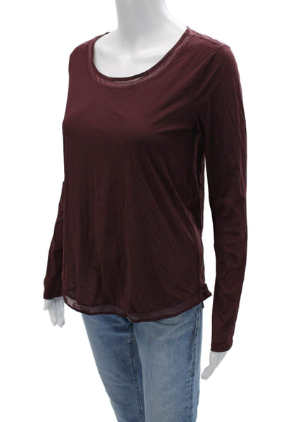 Lululemon Women Basic Long Sleeve Round Neck Brown Nylon Blend Top Size 6