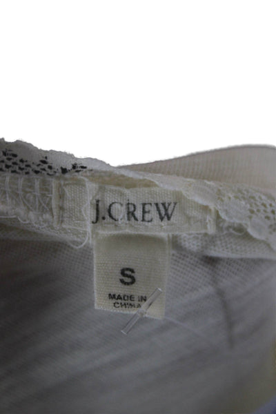 J Crew Women Beige Basic Blouse Cotton Round Neck 3/4 Sleeve Bohemian Size S