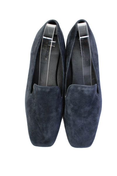 Vince Womens Suede Square Toe Slip-On Loafer Flats Blue Size 8.5