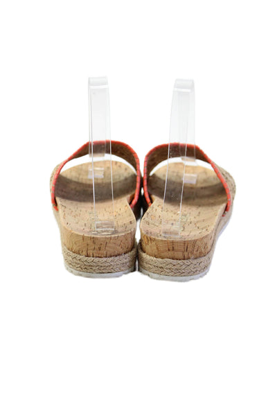 Jack Rogers Womens Laser Cut Cork Espadrille Slide Sandals Brown Size 8