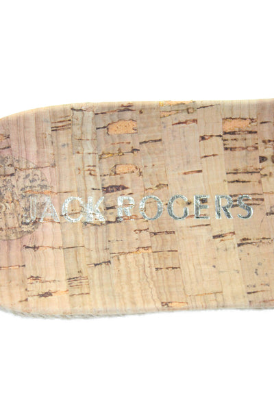 Jack Rogers Womens Laser Cut Cork Espadrille Slide Sandals Brown Size 8
