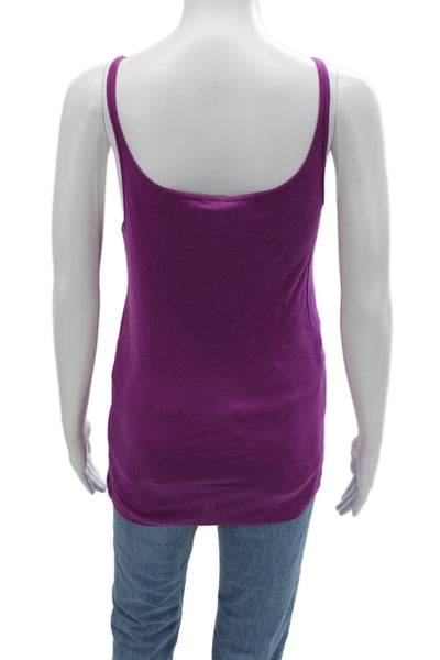 J Crew Womens Purple Floral Cotton Camisole Round Neck Sleeveless Size L