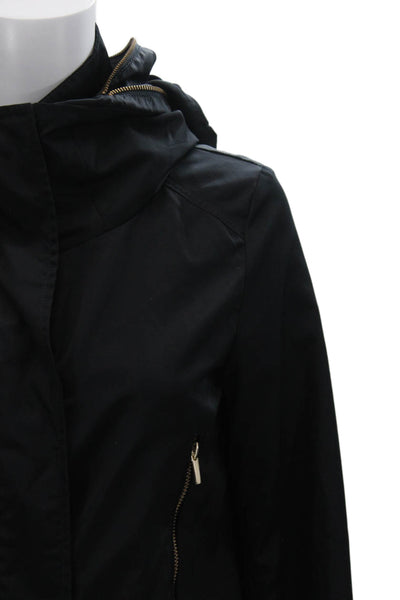 Zara Womens Anorak Windbreaker Black High Neck Zip Long Sleeve Size XS