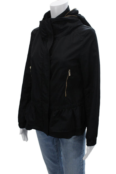 Zara Womens Anorak Windbreaker Black High Neck Zip Long Sleeve Size XS