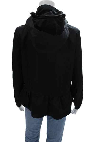 Zara Womens Anorak Windbreaker Black High Neck Zip Long Sleeve Size XS