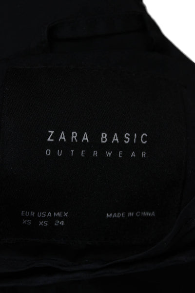 Zara Womens Anorak Windbreaker Black High Neck Zip Long Sleeve Size XS