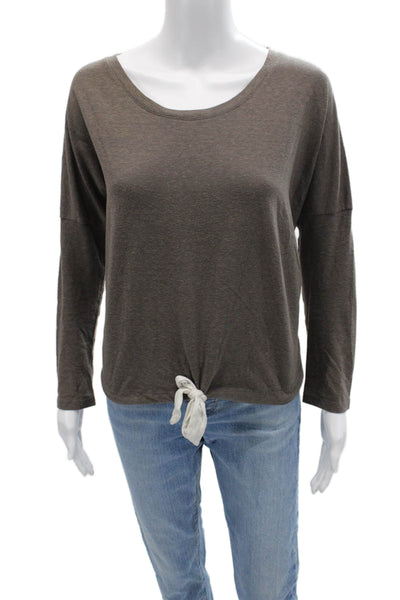 Eberjey Women Basic Brown Long Sleeve Round Neck T-Shirt Size S
