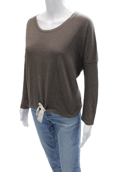 Eberjey Women Basic Brown Long Sleeve Round Neck T-Shirt Size S