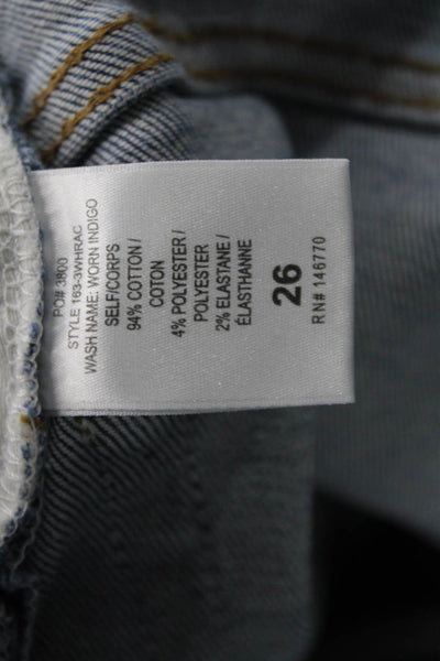 Re/Done Women Blue High Rise Cropped Ankle Straight Jeans Size 26