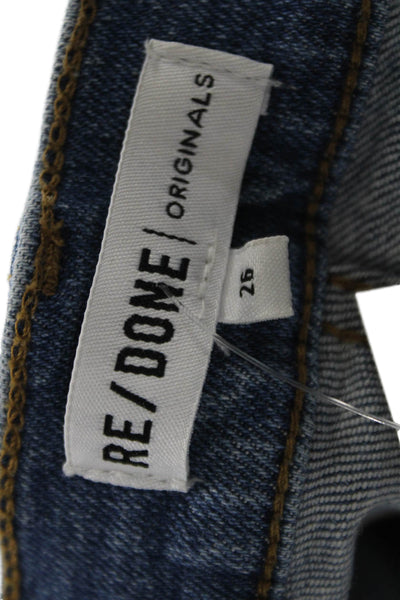 Re/Done Women Blue High Rise Cropped Ankle Straight Jeans Size 26