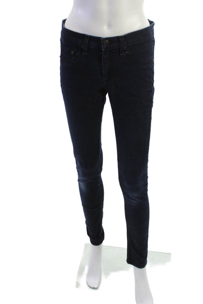 Rag & Bone Jean Women Dark Blue Skinny Jeans Mid Rise Button Size 27