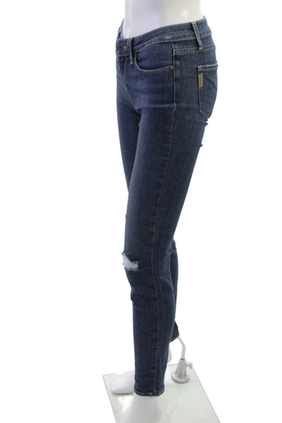 Paige Womens Skinny Ankle Jeans Dark Blue Mid Rise Size 26