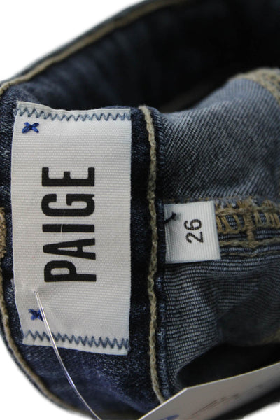Paige Womens Skinny Ankle Jeans Dark Blue Mid Rise Size 26