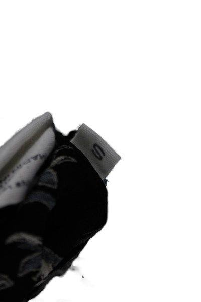 Doen Women Maxi V-Neck Black Floral Cotton Long Sleeve Dress Zip Size S