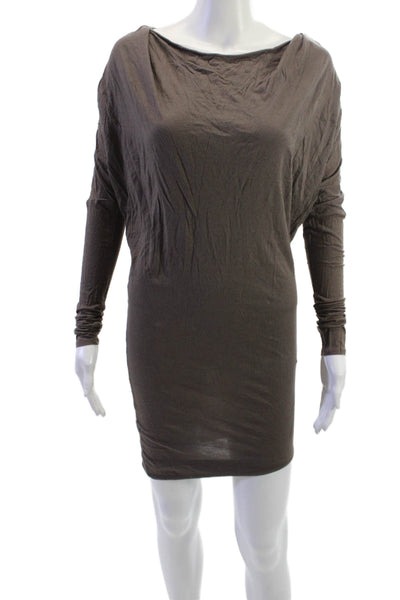 Helmut Womens Bodycon Mini Dress Brown Long Sleeve Modal Pima Size S