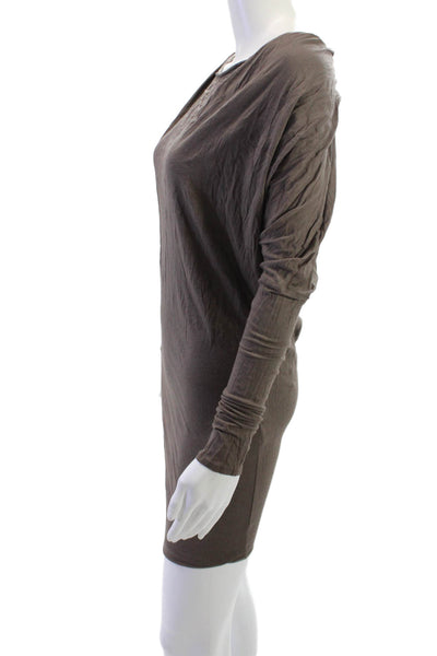 Helmut Womens Bodycon Mini Dress Brown Long Sleeve Modal Pima Size S