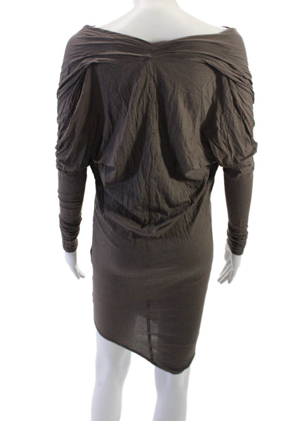 Helmut Womens Bodycon Mini Dress Brown Long Sleeve Modal Pima Size S