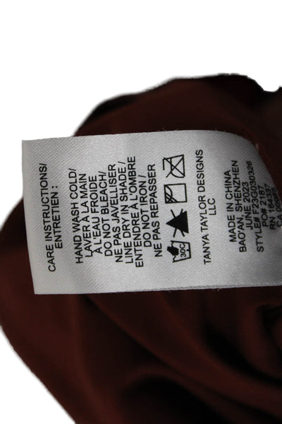 Tanya Taylor Girls Brown Zip Dress Short Sleeve Round Neck Size M