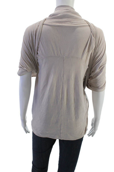 Alice + Olivia Women Beige Cotton Mock Neck Sleeveless Button-Up Top Size S