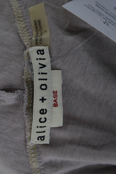 Alice + Olivia Women Beige Cotton Mock Neck Sleeveless Button-Up Top Size S