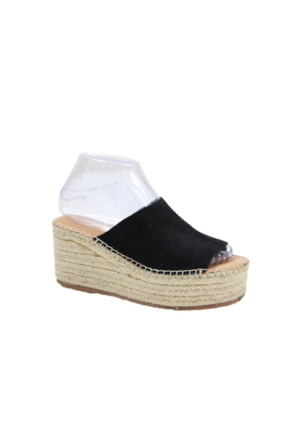 Splendid Womens Leather Slip-On Platform Sandals Solid Black Size 6.5