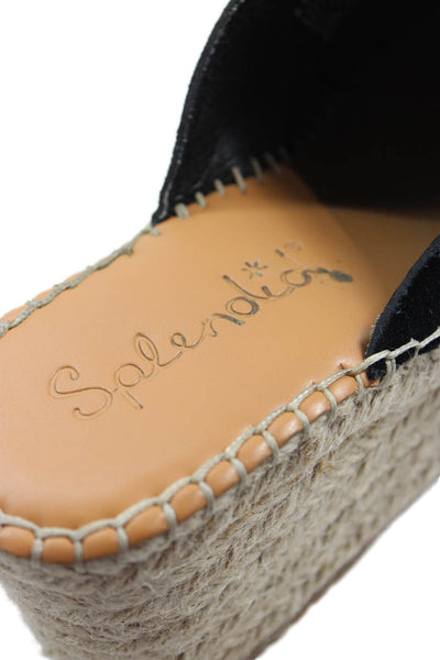 Splendid Womens Leather Slip-On Platform Sandals Solid Black Size 6.5
