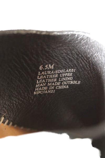 Splendid Womens Leather Slip-On Platform Sandals Solid Black Size 6.5