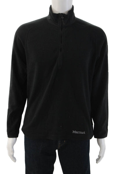 Marmot Mens Black Pullover Sweater Mock Neck Zip Polyester Size M