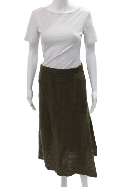Zara Women A-Line Long Brown Wool Blend Skirt Size M