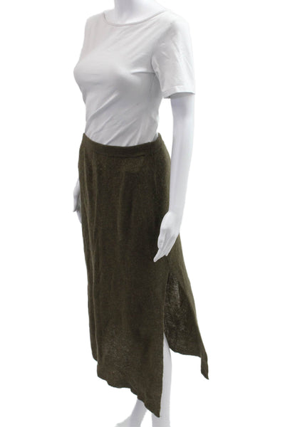 Zara Women A-Line Long Brown Wool Blend Skirt Size M