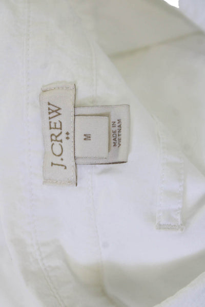 J Crew Women Tunic Button-Up White Cotton Collared Long Sleeve Size M