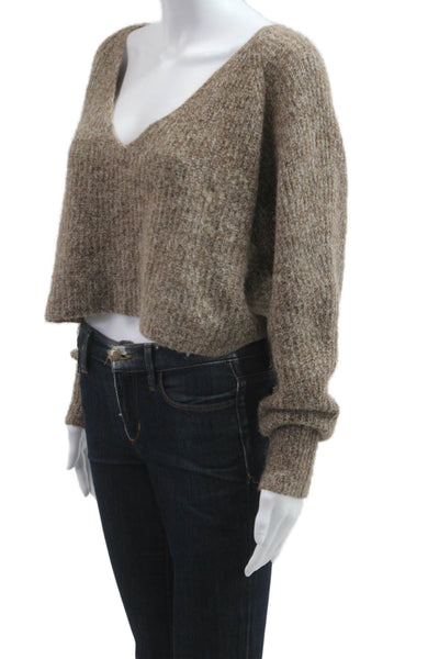 Babaton Unisex Brown V Neck Alpaca Wool Pullover Long Sleeve Size 2XS